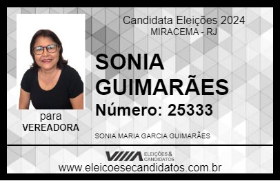 Candidato SONIA GUIMARÃES 2024 - MIRACEMA - Eleições