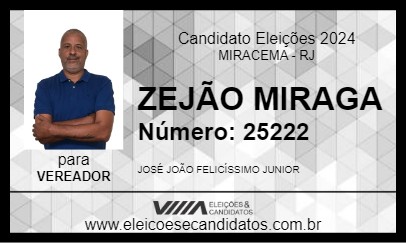 Candidato ZEJÃO MIRAGA 2024 - MIRACEMA - Eleições