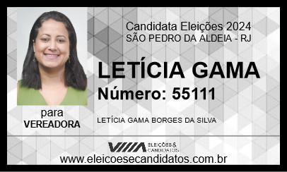 Candidato LETÍCIA GAMA 2024 - SÃO PEDRO DA ALDEIA - Eleições