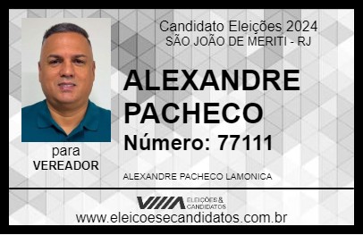 Candidato ALEXANDRE PACHECO 2024 - SÃO JOÃO DE MERITI - Eleições