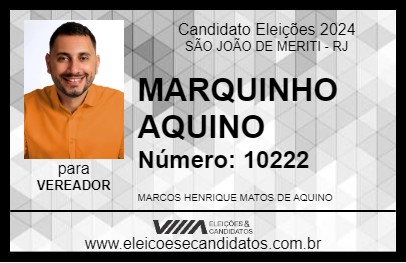 Candidato MARQUINHO AQUINO 2024 - SÃO JOÃO DE MERITI - Eleições