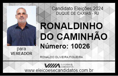 Candidato RONALDINHO DO CAMINHÃO 2024 - DUQUE DE CAXIAS - Eleições