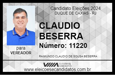 Candidato CLAUDIO BESERRA 2024 - DUQUE DE CAXIAS - Eleições