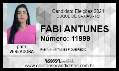 Candidato FABI ANTUNES 2024 - DUQUE DE CAXIAS - Eleições