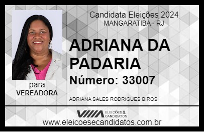 Candidato ADRIANA DA PADARIA 2024 - MANGARATIBA - Eleições