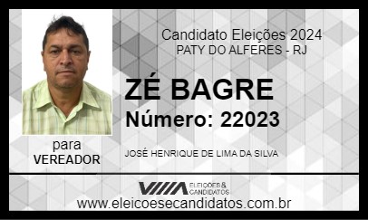 Candidato ZÉ BAGRE 2024 - PATY DO ALFERES - Eleições