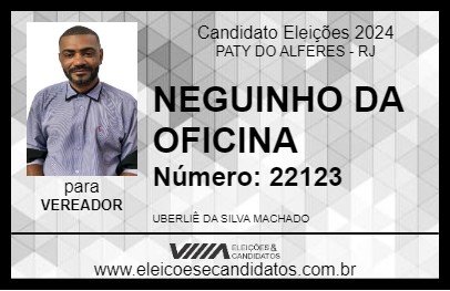 Candidato NEGUINHO DA OFICINA 2024 - PATY DO ALFERES - Eleições