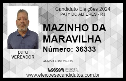 Candidato MAZINHO DA MARAVILHA 2024 - PATY DO ALFERES - Eleições