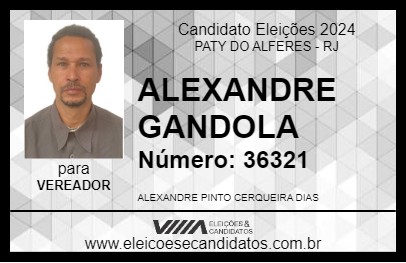 Candidato ALEXANDRE GANDOLA 2024 - PATY DO ALFERES - Eleições