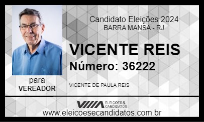 Candidato VICENTE REIS 2024 - BARRA MANSA - Eleições