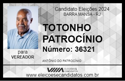 Candidato TOTONHO PATROCÍNIO 2024 - BARRA MANSA - Eleições