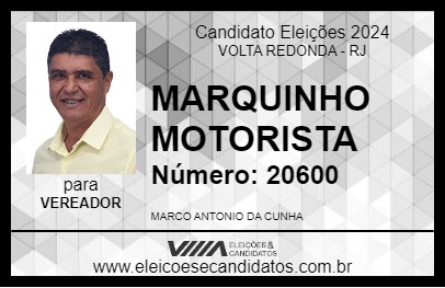 Candidato MARQUINHO MOTORISTA 2024 - VOLTA REDONDA - Eleições