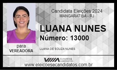 Candidato LUANA NUNES 2024 - MANGARATIBA - Eleições