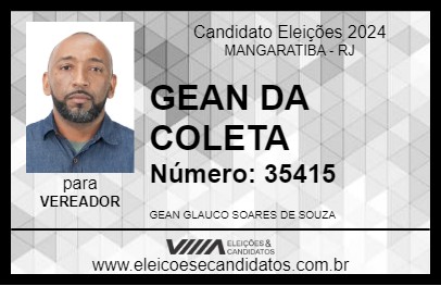 Candidato GEAN DA COLETA 2024 - MANGARATIBA - Eleições