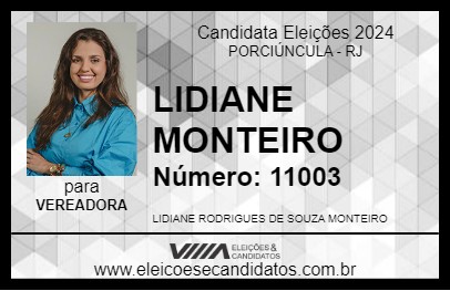 Candidato LIDIANE MONTEIRO 2024 - PORCIÚNCULA - Eleições