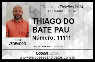 Candidato THIAGO DO BATE PAU 2024 - PORCIÚNCULA - Eleições