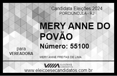 Candidato MERY ANNE DO POVÃO 2024 - PORCIÚNCULA - Eleições