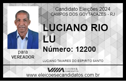 Candidato LUCIANO RIO LU 2024 - CAMPOS DOS GOYTACAZES - Eleições