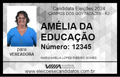 Candidato AMÉLIA DA EDUCAÇÃO 2024 - CAMPOS DOS GOYTACAZES - Eleições