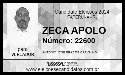 Candidato ZECA APOLO 2024 - ITAPERUNA - Eleições