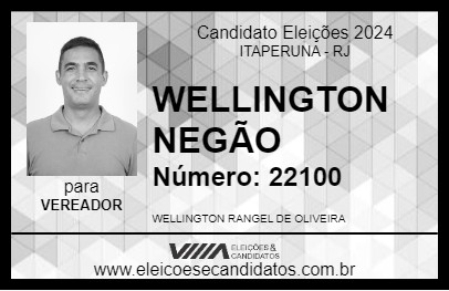 Candidato WELLINGTON NEGÃO 2024 - ITAPERUNA - Eleições