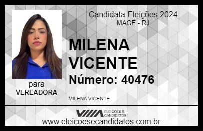 Candidato MILENA VICENTE 2024 - MAGÉ - Eleições