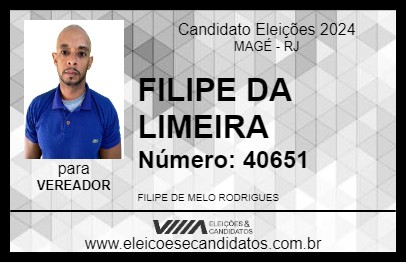 Candidato FILIPE DA LIMEIRA 2024 - MAGÉ - Eleições