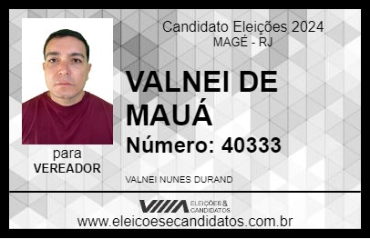 Candidato VALNEI DE MAUÁ 2024 - MAGÉ - Eleições