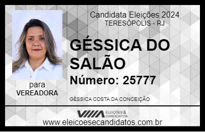 Candidato GÉSSICA DO SALÃO 2024 - TERESÓPOLIS - Eleições