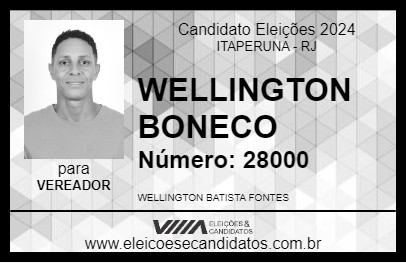 Candidato WELLINGTON BONECO 2024 - ITAPERUNA - Eleições