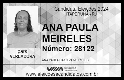 Candidato ANA PAULA MEIRELES 2024 - ITAPERUNA - Eleições