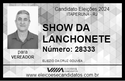 Candidato ELIESIO SHOW DA LANCHONETE 2024 - ITAPERUNA - Eleições