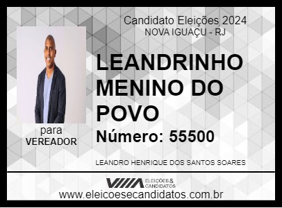 Candidato LEANDRINHO MENINO DO POVO 2024 - NOVA IGUAÇU - Eleições