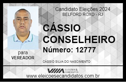 Candidato CÁSSIO CONSELHEIRO 2024 - BELFORD ROXO - Eleições