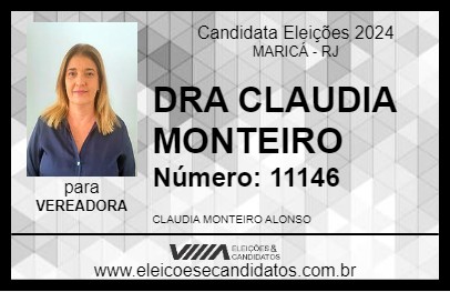 Candidato DRA CLAUDIA MONTEIRO 2024 - MARICÁ - Eleições