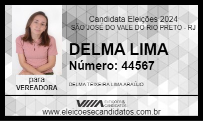 Candidato DELMA LIMA 2024 - SÃO JOSÉ DO VALE DO RIO PRETO - Eleições