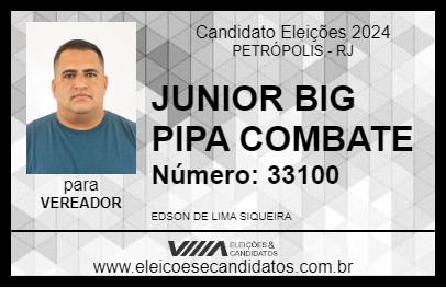 Candidato JUNIOR BIG PIPA COMBATE 2024 - PETRÓPOLIS - Eleições