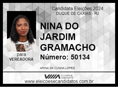 Candidato NINA DO JARDIM GRAMACHO 2024 - DUQUE DE CAXIAS - Eleições