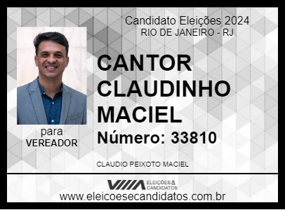 Candidato CANTOR CLAUDINHO MACIEL 2024 - RIO DE JANEIRO - Eleições