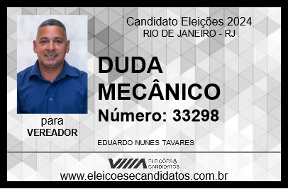 Candidato DUDA MECÂNICO 2024 - RIO DE JANEIRO - Eleições