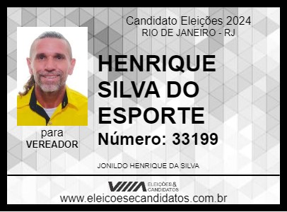 Candidato HENRIQUE SILVA DO ESPORTE 2024 - RIO DE JANEIRO - Eleições