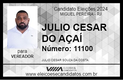 Candidato JULIO CESAR DO AÇAÍ 2024 - MIGUEL PEREIRA - Eleições