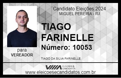 Candidato TIAGO FARINELLE 2024 - MIGUEL PEREIRA - Eleições