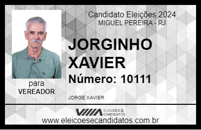 Candidato JORGINHO XAVIER 2024 - MIGUEL PEREIRA - Eleições