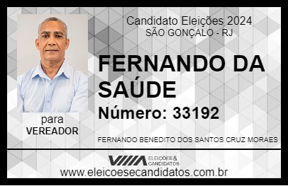 Candidato FERNANDO DA SAÚDE 2024 - SÃO GONÇALO - Eleições