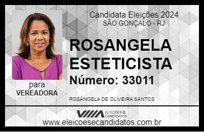 Candidato ROSANGELA ESTETICISTA 2024 - SÃO GONÇALO - Eleições