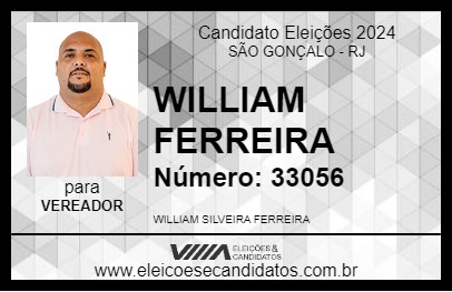 Candidato WILLIAM FERREIRA 2024 - SÃO GONÇALO - Eleições