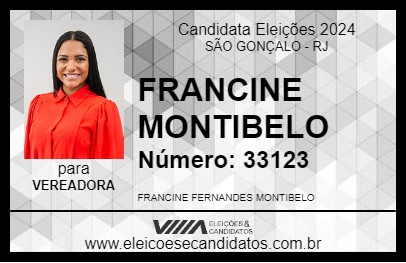 Candidato FRANCINE MONTIBELO 2024 - SÃO GONÇALO - Eleições