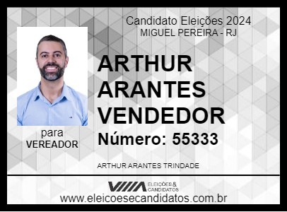 Candidato ARTHUR ARANTES VENDEDOR 2024 - MIGUEL PEREIRA - Eleições