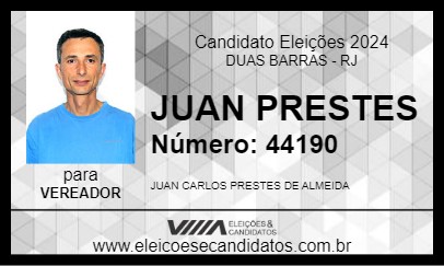 Candidato JUAN PRESTES 2024 - DUAS BARRAS - Eleições